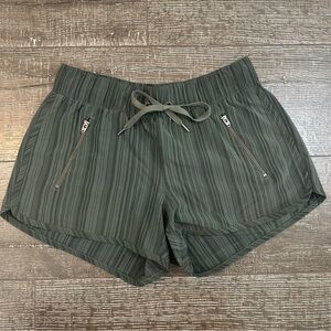 Athleta Women’s Green Pinstripe Running Shorts, Size XS